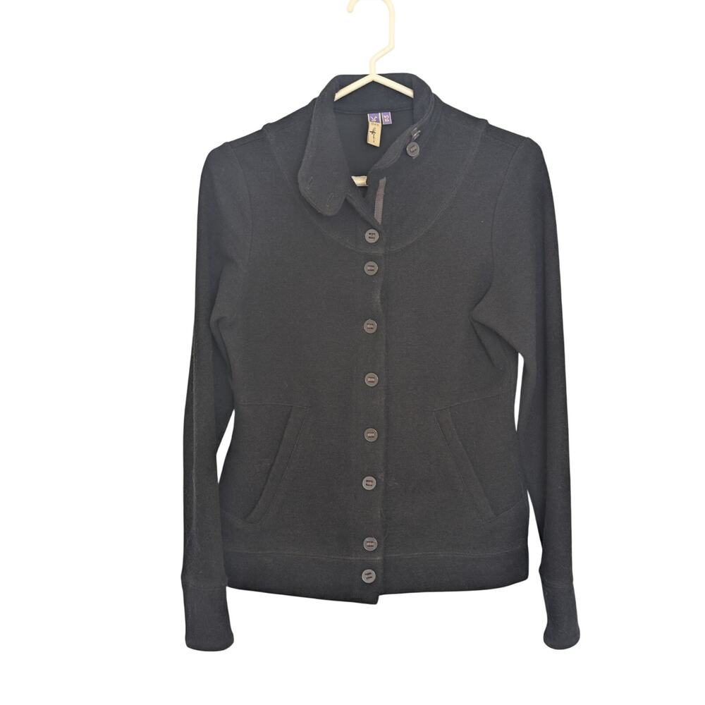 Ibex Merino Wool Black Cardigan XS